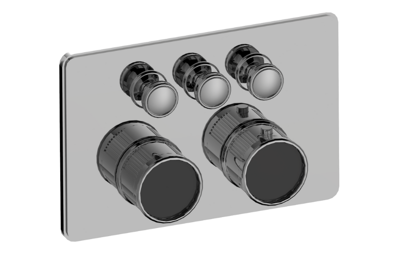 Graff G-18013CCF-BK-T - Traditional 3-Button Fluted Knurl Compact Trim