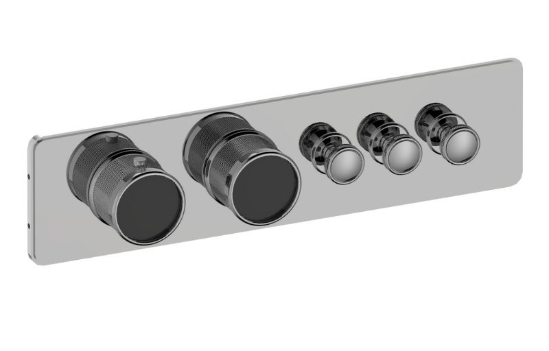 Graff G-18013HBD-AU-T - Traditional 3-Button Paired Knob Diamond Knurl Horizontal Trim