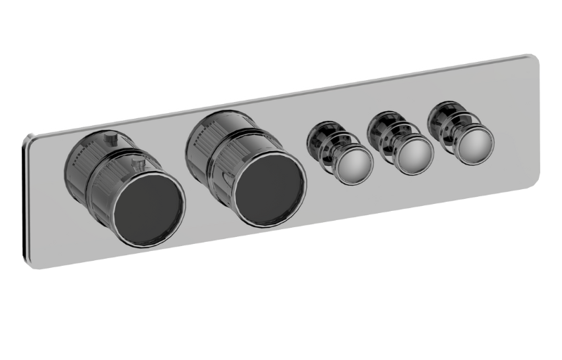 Graff G-18013HBF-AU-T - Traditional 3-Button Paired Knob Fluted Knurl Horizontal Trim