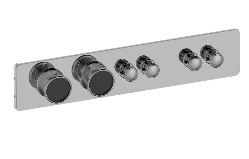 Graff G-18014HBQ-AU-T - Traditional 4-Button Paired Knob Oblique Knurl Horizontal Trim