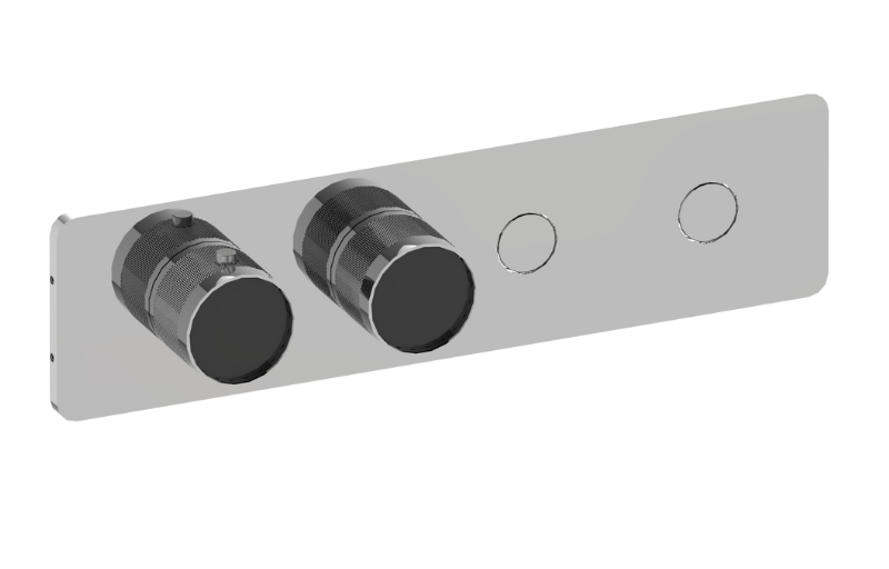 Graff G-18022HBD-BK-T - Contemporary 2-Button Paired Knob Diamond Knurl Horizontal Trim