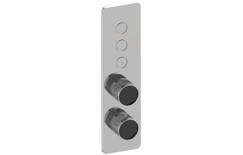 Graff G-18023VBD-AU-T - Contemporary 3-Button Paired Knob Diamond Knurl Vertical Trim