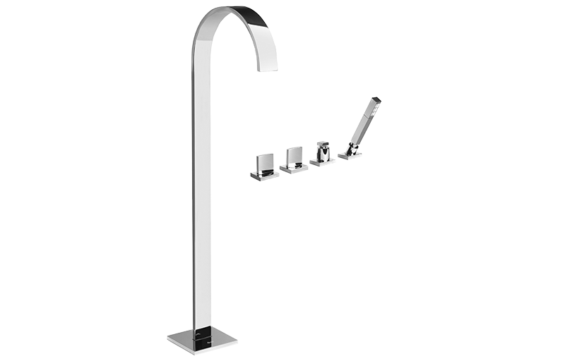 Graff G-1853-C14B-BK - Floor-Mounted Tub Filler W/Deck-Mounted Handshower & Diverter
