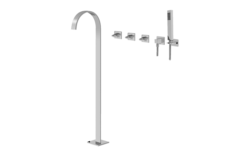 Graff G-1853-C14U-BK - Floor-Mounted Tub Filler W/Wall-Mounted Handshower & Diverter