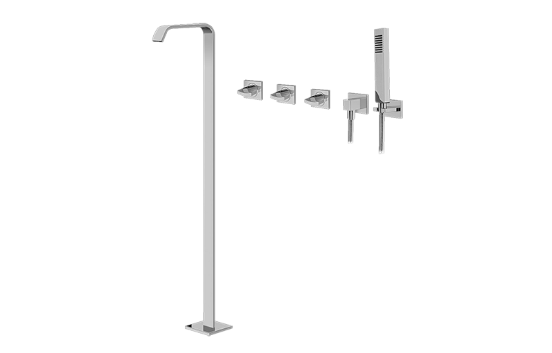 Graff G-3653-C14U-BK - Floor-Mounted Tub Filler W/Wall-Mounted Handshower & Diverter