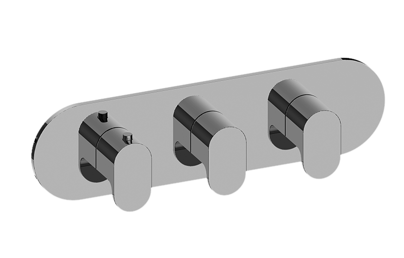 Graff G-8056H-LM44E0-AU-T - Round M-Series Valve Trim With Three Handles (Horizontal Orientation)