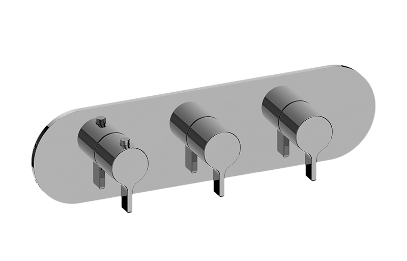 Graff G-8056H-LM46E0-AU-T - Round M-Series Valve Trim With Three Handles (Horizontal Orientation)