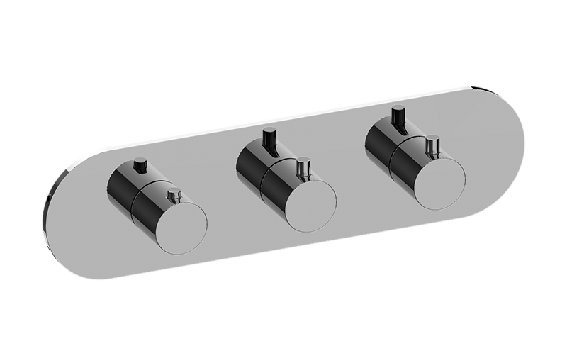 Graff G-8056H-RH0-AU-T - Round M-Series Valve Trim With Three Handles (Horizontal Orientation)