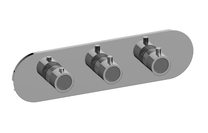 Graff G-8056H-RK0-BB-T - Round M-Series Valve Trim With Three Handles (Horizontal Orientation)