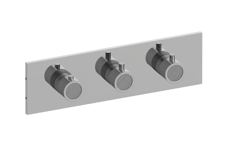 Graff G-8057H-RK0-AU-T - Square M-Series Valve Trim With Three Handles (Horizontal Orientation)