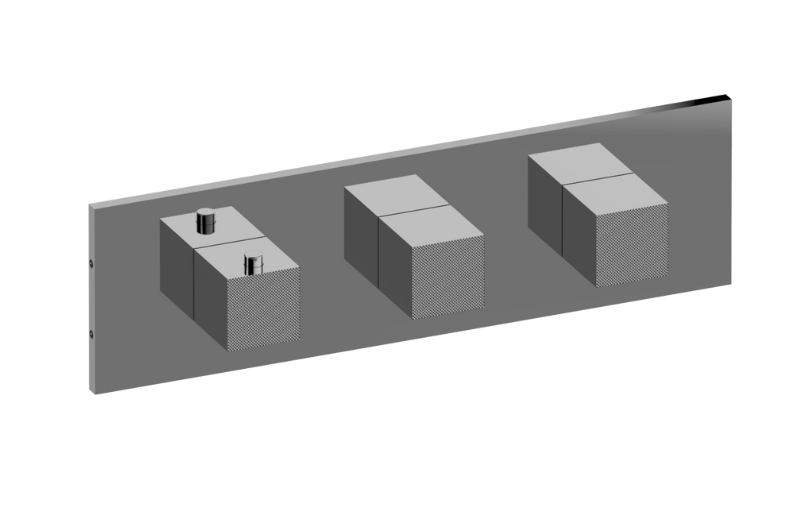 Graff G-8057H-SK0-UBB-T - Square M-Series Valve Trim With Three Handles (Horizontal Orientation)