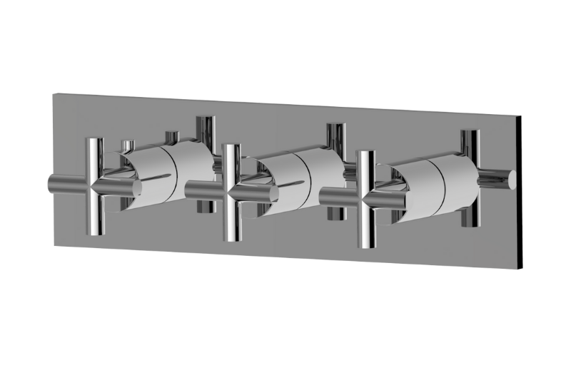 Graff G-8057HH-C17E0-AU-T - Square M-Series Valve Trim With Three Handles (Horizontal Orientation)