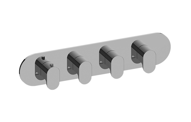 Graff G-8058H-LM44E0-AU-T - Round M-Series Valve Trim With Four Handles (Horizontal Orientation)