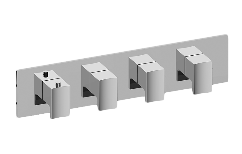 Graff G-8059H-LM36E0-AU-T - Square M-Series Valve Trim With Four Handles (Horizontal Orientation)