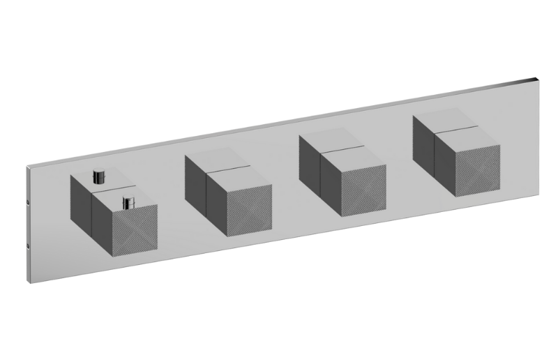 Graff G-8059H-SK0-AU-T - Square M-Series Valve Trim With Four Handles (Horizontal Orientation)
