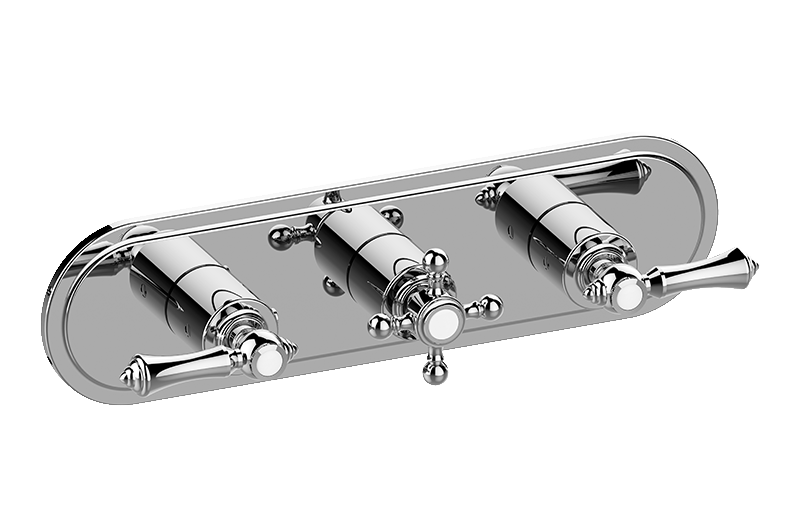 Graff G-8087H-ALM15C2-AU-T - Traditional M-Series Valve Trim With Three Handles (Horizontal Orientation)
