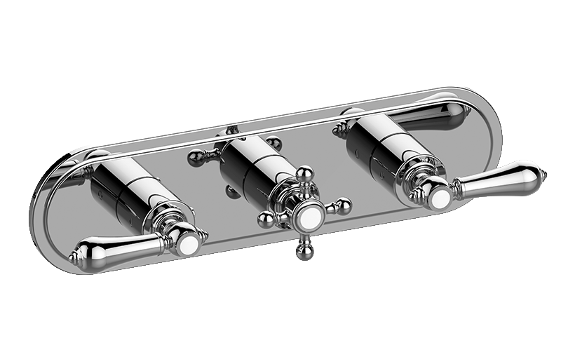 Graff G-8087H-ALM34C2-AU-T - Traditional M-Series Valve Trim With Three Handles (Horizontal Orientation)