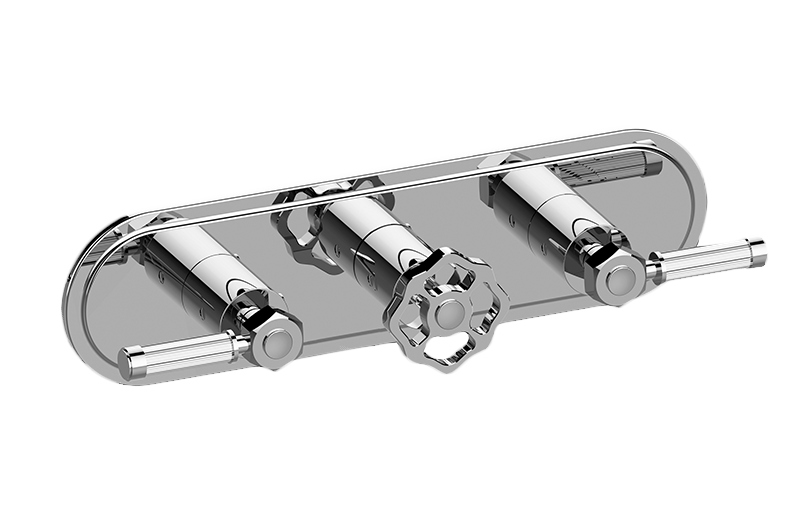 Graff G-8087H-ALM56C18-AU-T - Traditional M-Series Valve Trim With Three Handles (Horizontal Orientation)
