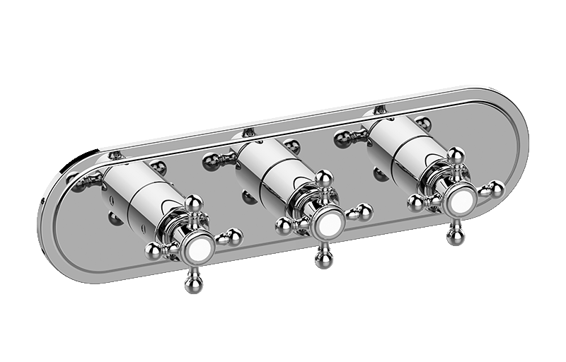 Graff G-8087H-C2E0-BB-T - Traditional M-Series Valve Trim With Three Handles (Horizontal Orientation)