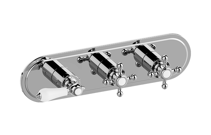 Graff G-8087H-LC1C2-AU-T - Traditional M-Series Valve Trim With Three Handles (Horizontal Orientation)