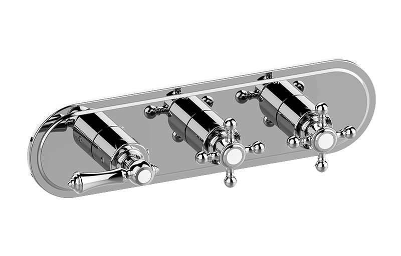 Graff G-8087H-LM15C2-AU-T - Traditional M-Series Valve Trim With Three Handles (Horizontal Orientation)