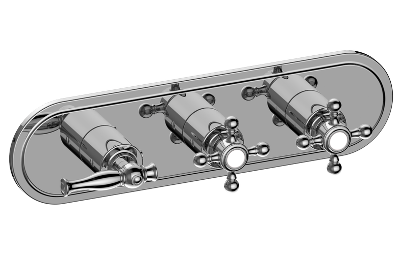 Graff G-8087H-LM22C2-AU-T - Traditional M-Series Valve Trim With Three Handles (Horizontal Orientation)