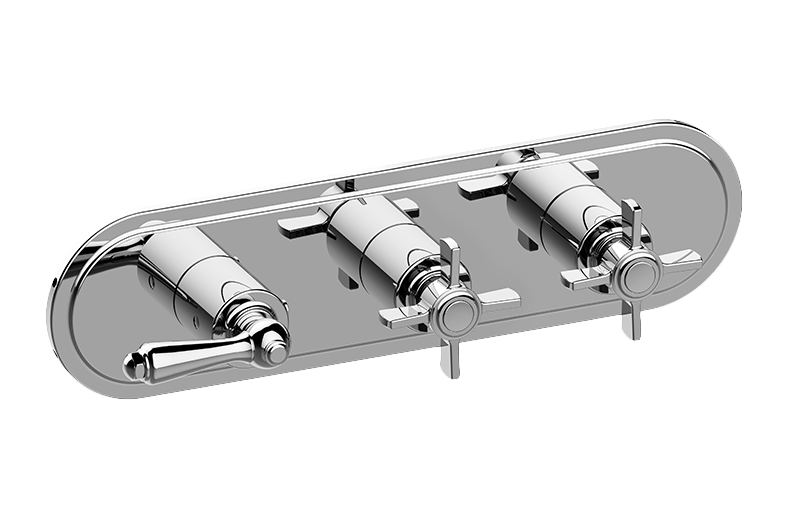 Graff G-8087H-LM48C16-AU-T - Traditional M-Series Valve Trim With Three Handles (Horizontal Orientation)