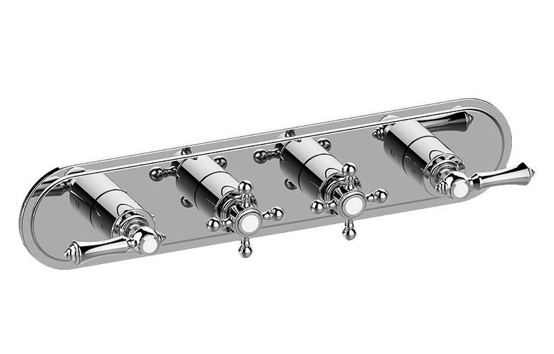 Graff G-8088H-ALM15C2-AU-T - Traditional M-Series Valve Trim With Four Handles (Horizontal Orientation)