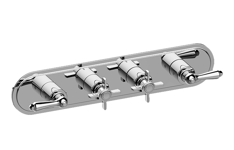 Graff G-8088H-ALM48C16-BB-T - Traditional M-Series Valve Trim With Four Handles (Horizontal Orientation)
