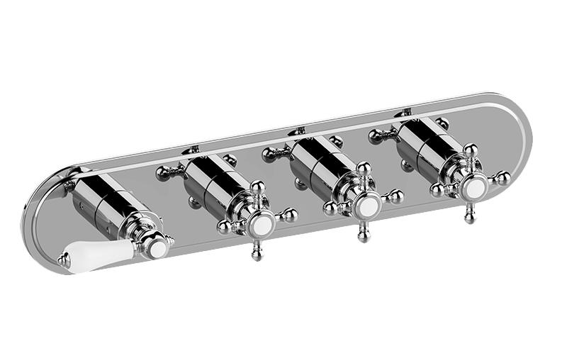Graff G-8088H-LC1C2-AU-T - Traditional M-Series Valve Trim With Four Handles (Horizontal Orientation)