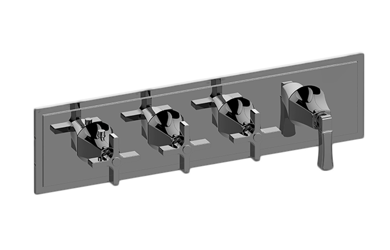 Graff G-8179H-3C1L-BK-T - Finezza Due, Vignola M-Series Valve Trim With Four Handles (Horizontal Orientation)