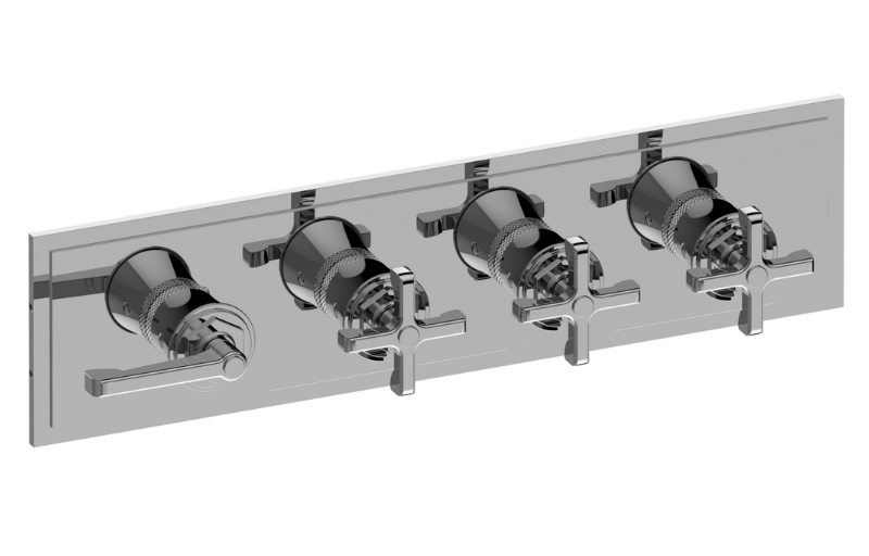 Graff G-8179HH-LM60C20-BK-T - Finezza Due, Vignola M-Series Valve Trim With Four Handles (Horizontal Orientation)
