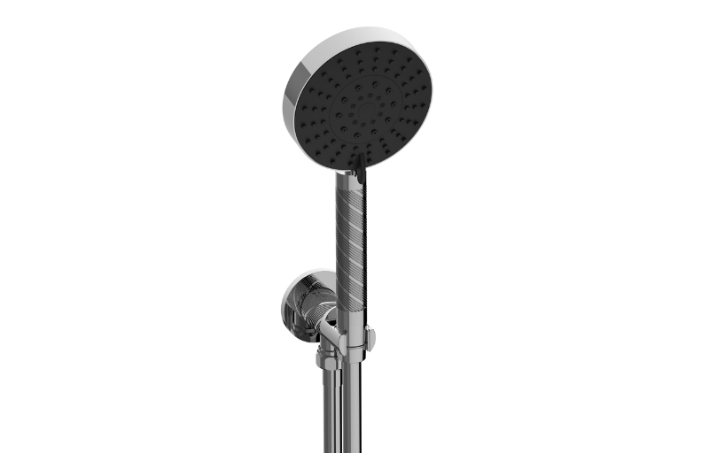 Graff G-8697CQ-AU - Contemporary Handshower With Wall Bracket And Integrated Wall Supply Elbow Oblique Knurled