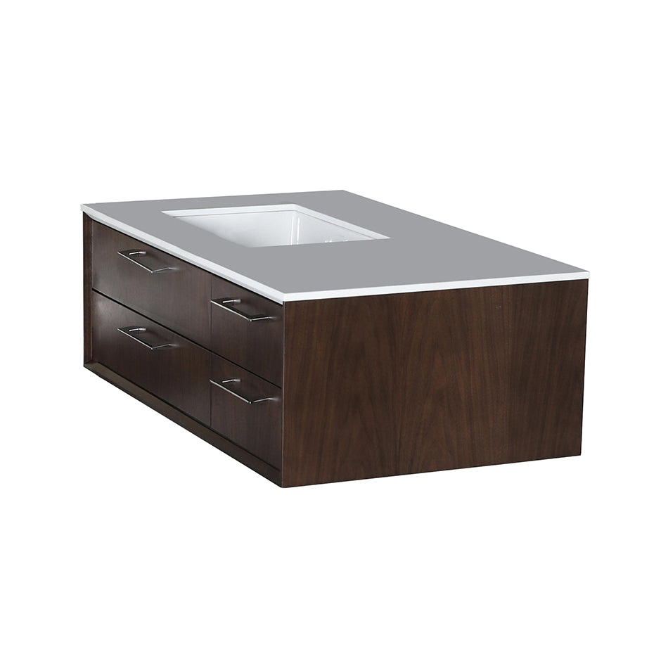 Lacava - Solid Surface Countertop With A Cut-Out For Under-Mount Sink 5452Un For Wall-Mount Under-Counter Vanity Gem-Un-36L With Sink On The Left. W: 36", D: 22", H: 1/2".