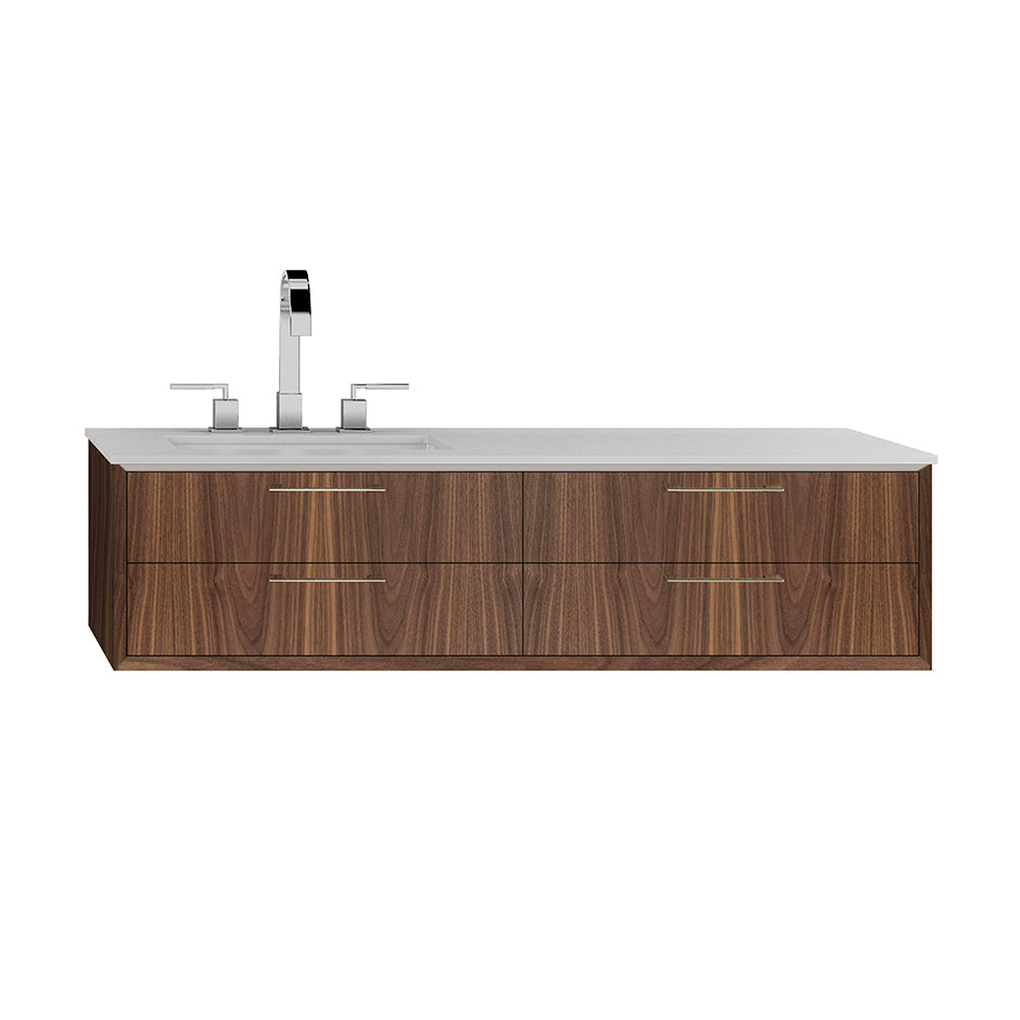 Lacava - Cabinet Of Wall-Mount Under-Counter Vanity Featuring Three Drawers And Solid Surface Countertop With A Cut-Out For Undermount Sink (Pulls Included) On The Left. Sink 5452Un Sold Separately. W:47 3/4", D: 21 7/8", H: 12".