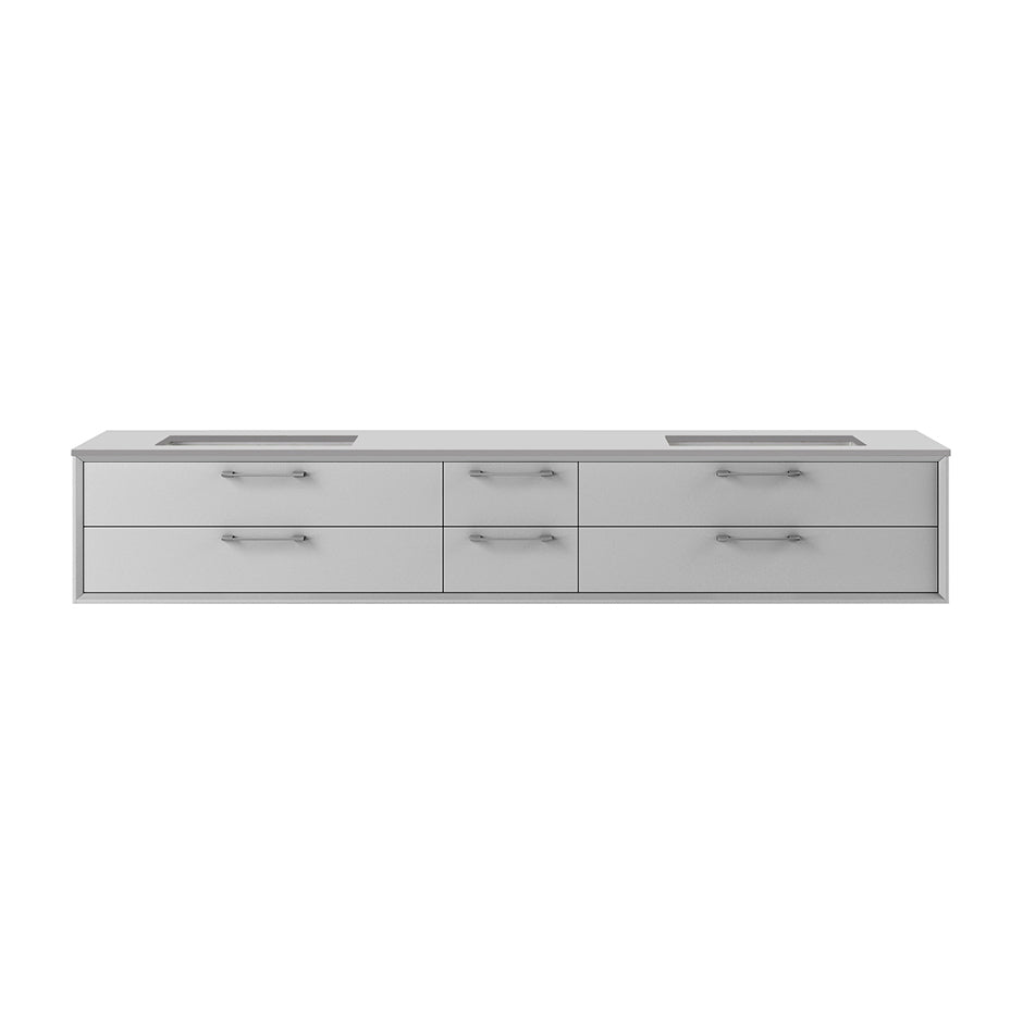 Lacava - Cabinet Of Wall-Mount Under-Counter Vanity Featuring Four Drawers And Solid Surface Countertop With A Cut-Out For Two Undermount Sink (Pulls Included). Sink 5452Un Sold Separately. W:71 3/4", D: 21 7/8", H: 12".