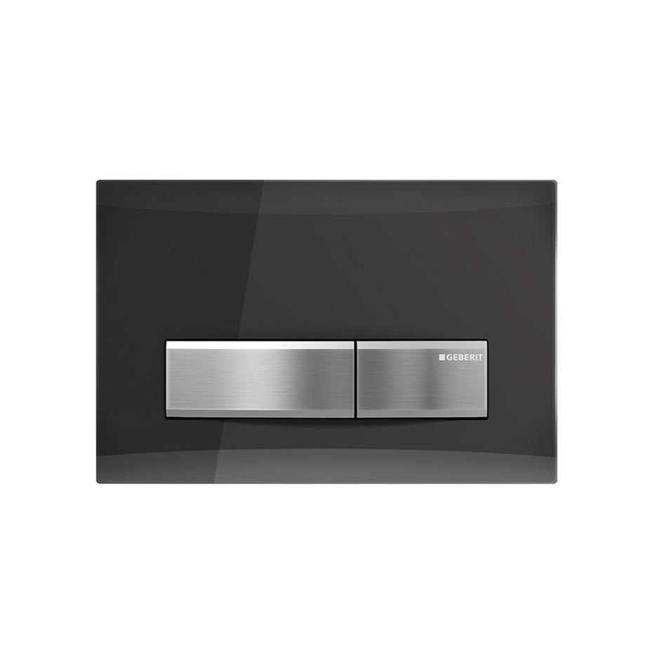 Lacava GE115788-44 - Sigma50 Dual-Flush Actuator With Smoke Satin Glass And Brushed Stainless Steel Buttons.