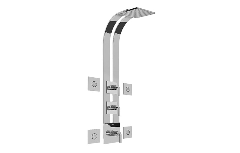 Graff GE3.100A-LM40S-BK-T - Square Thermostatic Ski Shower Set W/Body Sprays (Trim)
