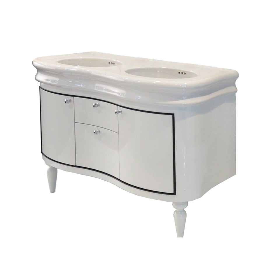Lacava - Wall-Mount Under-Counter Double Vanity With Two Side- Doors And Two - Center Drawers. Polished Chrome Pull Included. H 25Leg And H253 Bathroom Sink Sold Separately. W: 44", D: 19 1/2", H: 19 1/2"