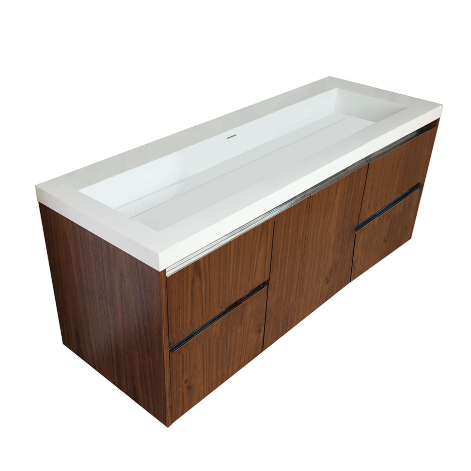 Lacava - Wall-Mounted Undercounter Vanity With A Large Drawer On The Center And Two Small Drawers On Left And Right, Washbasin #H265Bt Separately, W: 59 3/4", D: 20 7/8", H: 22"