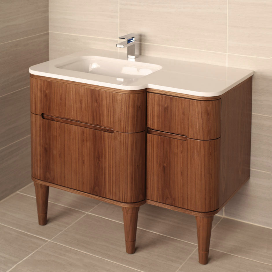 Lacava - Wall-Mount Under Counter Vanity With Three Routed Finger Pull Drawers . Bathroom Sink Is On The Left. H27 Leg, H273Lt And H270 Bathroom Sink Are All Sold Separately. W: 35 1/2", D:21 3/4", H: 22 1/4".