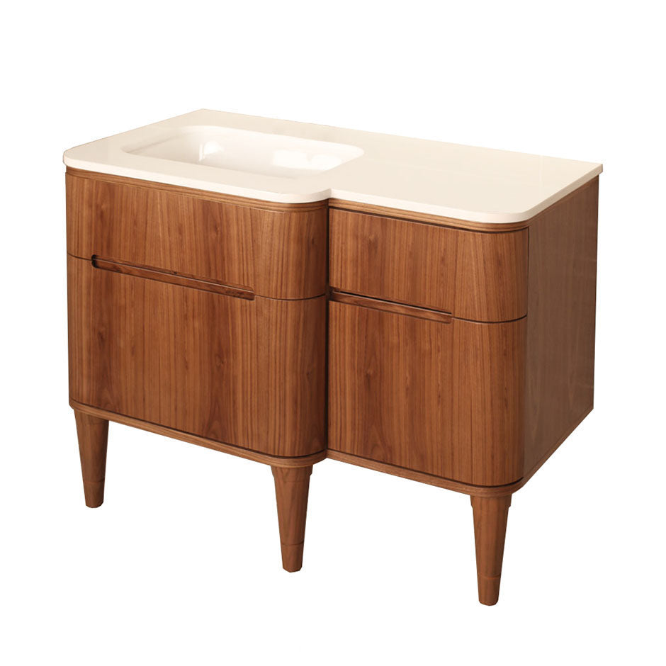 Lacava - Wall-Mount Under Counter Vanity With Three Routed Finger Pull Drawers . Bathroom Sink Is On The Left. H27 Leg, H274Lt And H270 Bathroom Sink Are All Sold Separately. W: 47 1/2", D:21 3/4", H: 22 1/4".