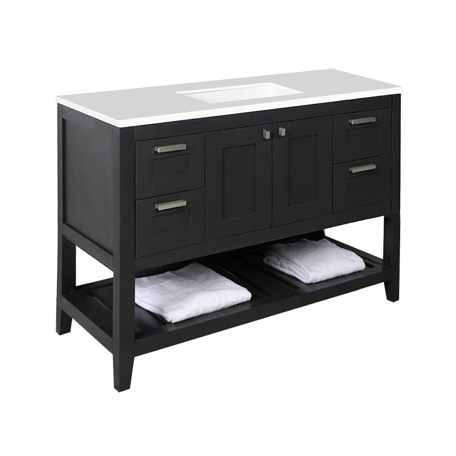 Lacava - Free Standing Under-Counter Vanity With Two Doors(Knobs Included) On Center, Two Drawers(Knobs Included) On Both Sides And Slotted Shelf In Wood. Under-Mount Sink 5452Un, Stone Countertop H284T Are Not Included. W: 47 1/2", 20 3/4", H: 34 1/4".