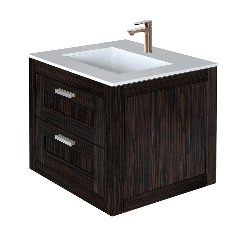 Lacava - Wall-Mount Under-Counter Vanity With Two Drawers (Knobs Included). Under-Mount Sink 5452Un, Stone Countertop H281T Are Not Included. W:23 1/2", D: 20 3/4", H:19 3/8"