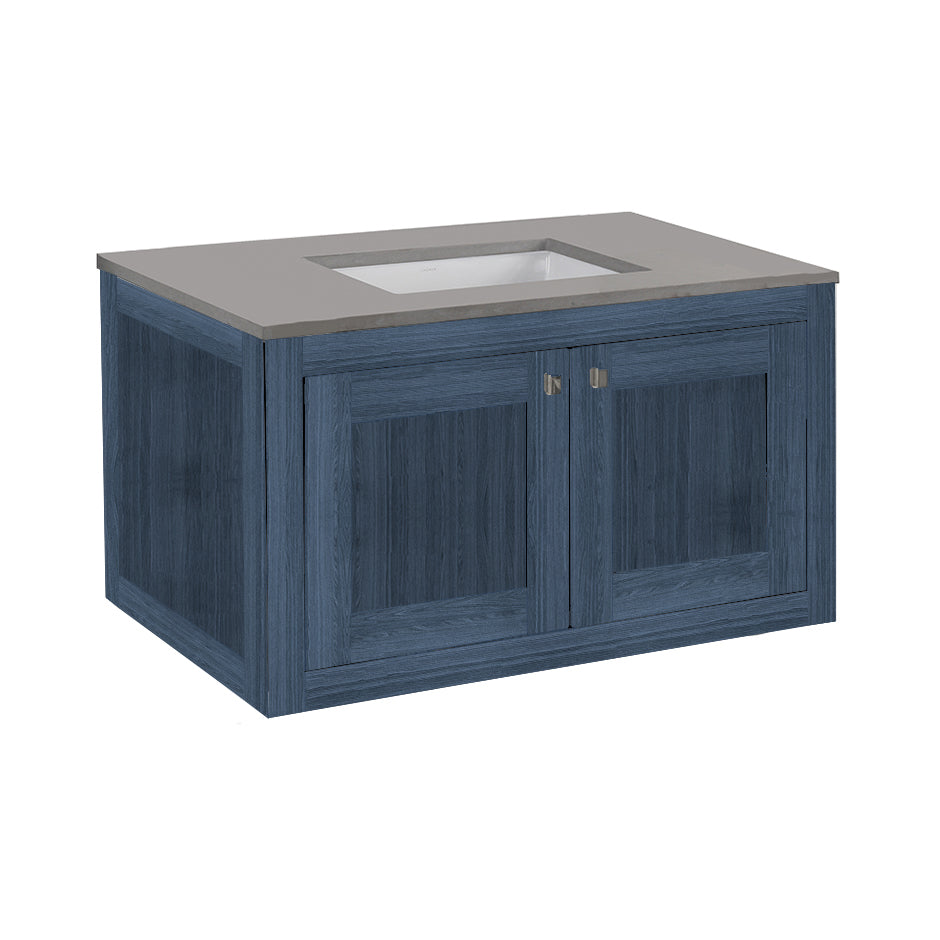 Lacava - Wall-Mount Under-Counter Vanity With Two Doors (Knobs Included). Under-Mount Sink 5452Un, Stone Countertop H283T Are Not Included. W:35 1/2", D: 20 3/4", H:19 3/8".