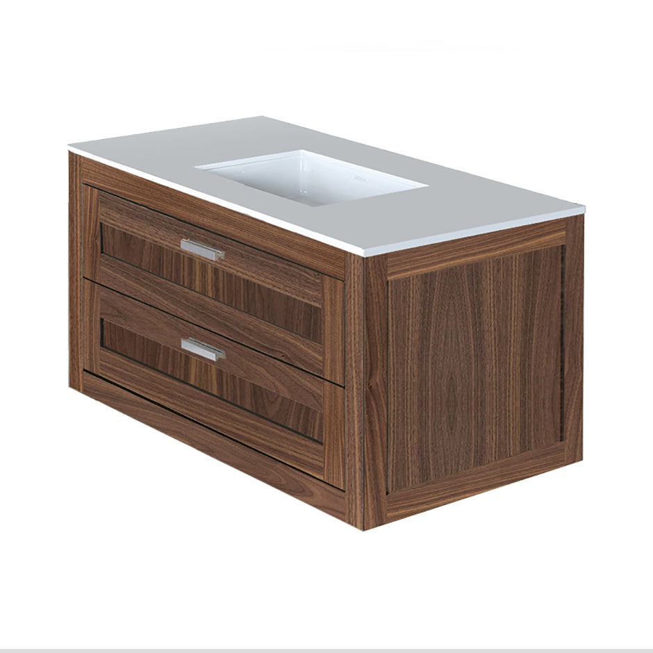 Lacava - Wall-Mount Under-Counter Vanity With Two Drawers (Knobs Included). Under-Mount Sink 5452Un, Stone Countertop H283T Are Not Included. W:35 1/2", D: 20 3/4", H:19 3/8".