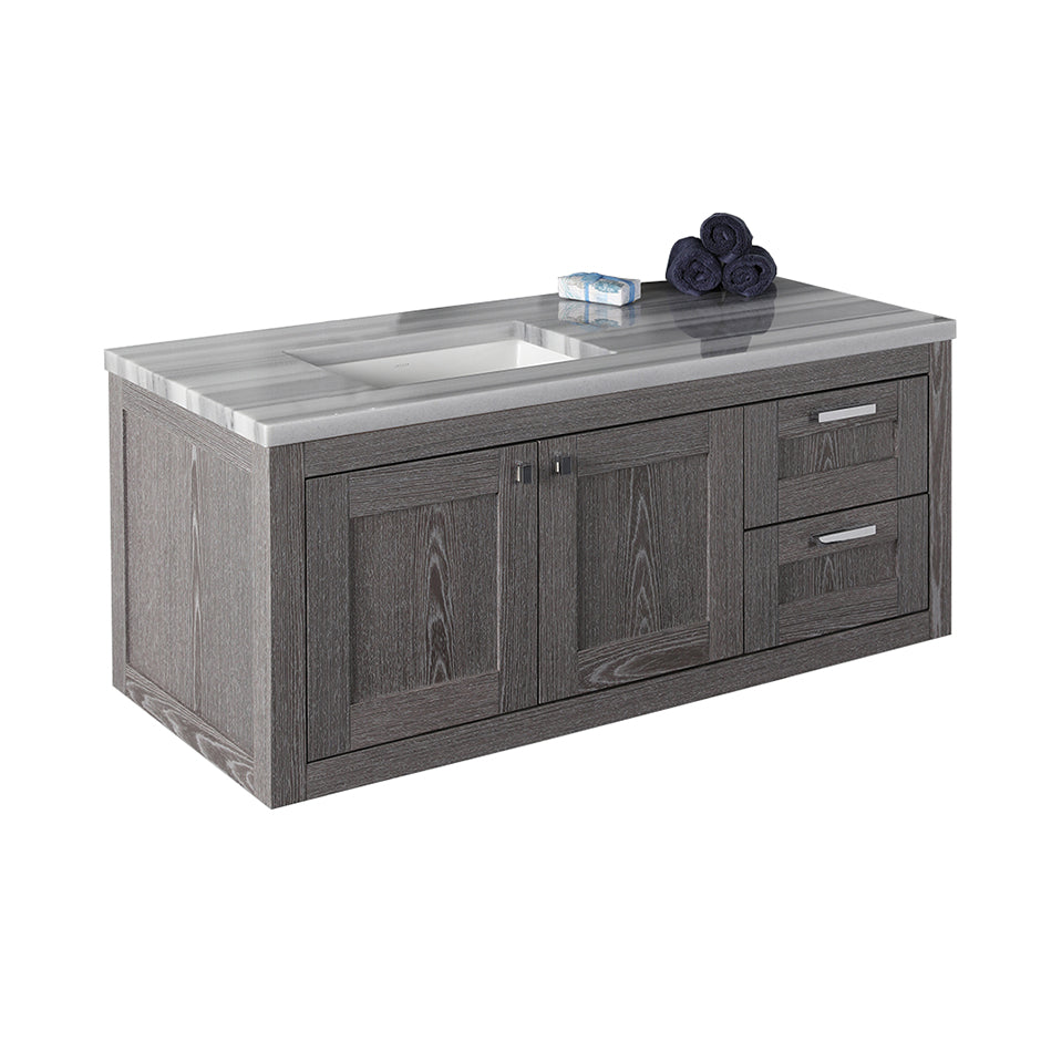 Lacava - Wall-Mount Under-Counter Vanity With Two Doors On The Left And Two Drawers On The Right. Knobs And Pulls Included. Under-Mount Sink 5452Un And Countertop H284Lt Are Sold Separately. W: 47 /2', D: 20 3/4", H: 19 3/8".