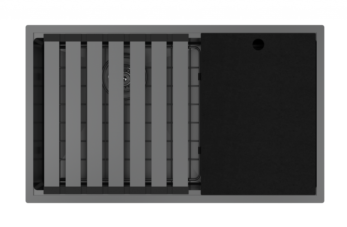 Zomodo ITC457D3-BP(K) - 31" 60/40 Double W/ Cutting Board, Bottom Grids, & Roll-Out Mat
