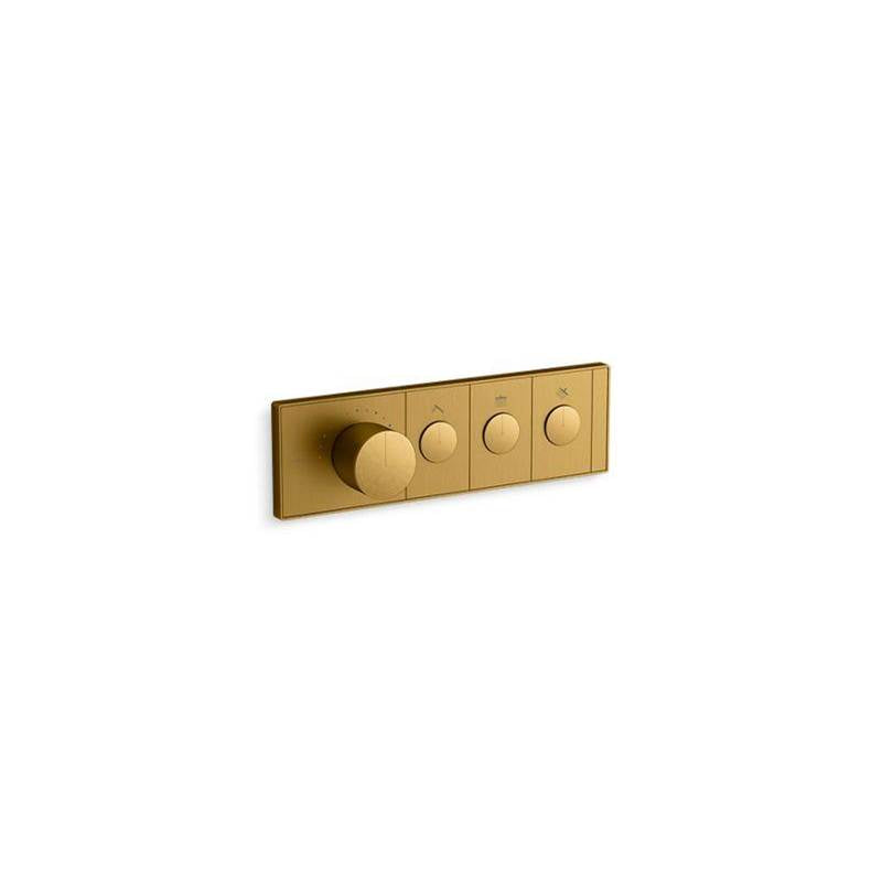 Kohler K-26347-9-2MB - Antheme Three-Outlet Thermostatic Valve Control Panel With Recessed Push-Buttons