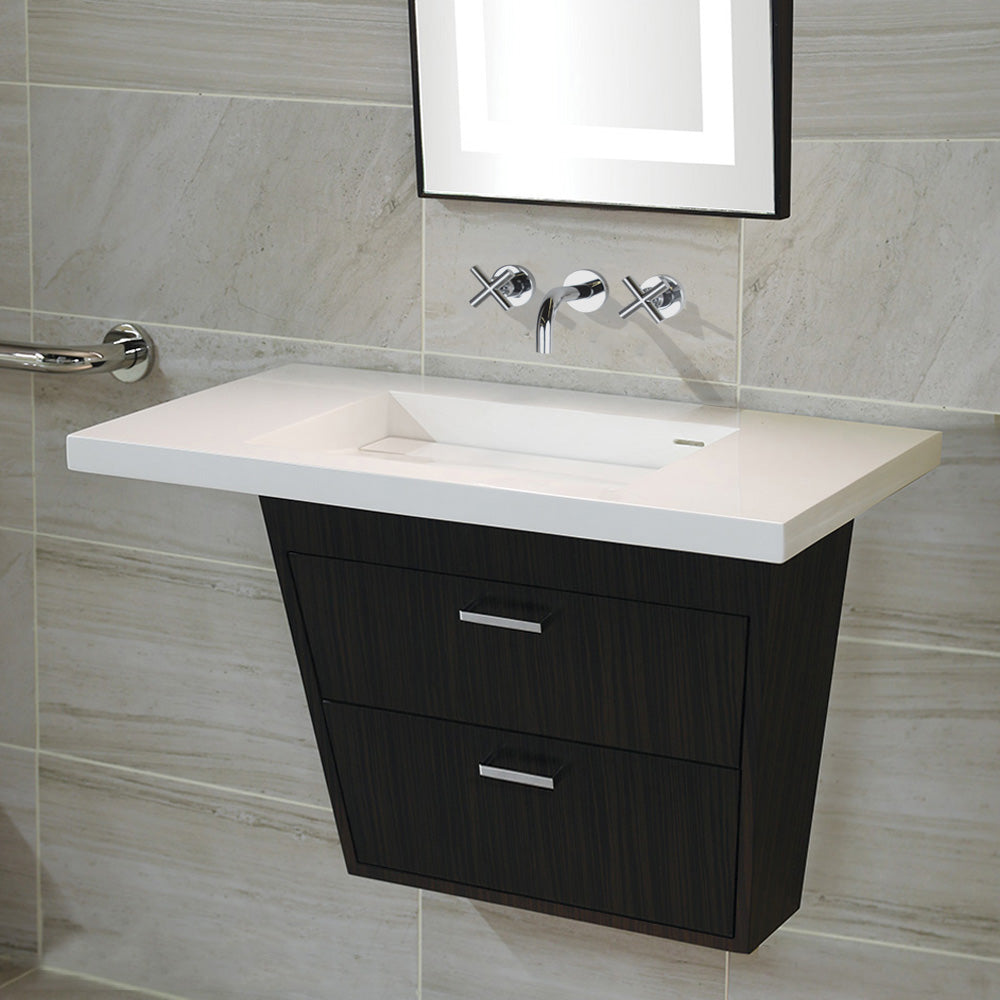 Lacava - Wall-Mount Vanity With Two Flip-Down Doors (Pull Installed Upon Request); Ada Compliant. Sink Top 5301 Or 5301S Sold Separately. Add On Keyed Lock (Acc-Lock) Available. W:25-3/4", D: 10", H: 20". Natural Cherry